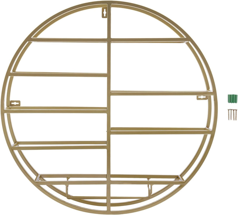Wall Mounted Wine Rack with Glass Holder, 23.6" Round Metal Wine Shelf f...