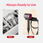 Hair Dryer Holder Wall Mounted, Self Adhesive Blow Dryer Holder Hair Dryer Organizer Hair Dryer Holder Wall Mounted Compatible with Dyson Blow Dryer Black Banjekt