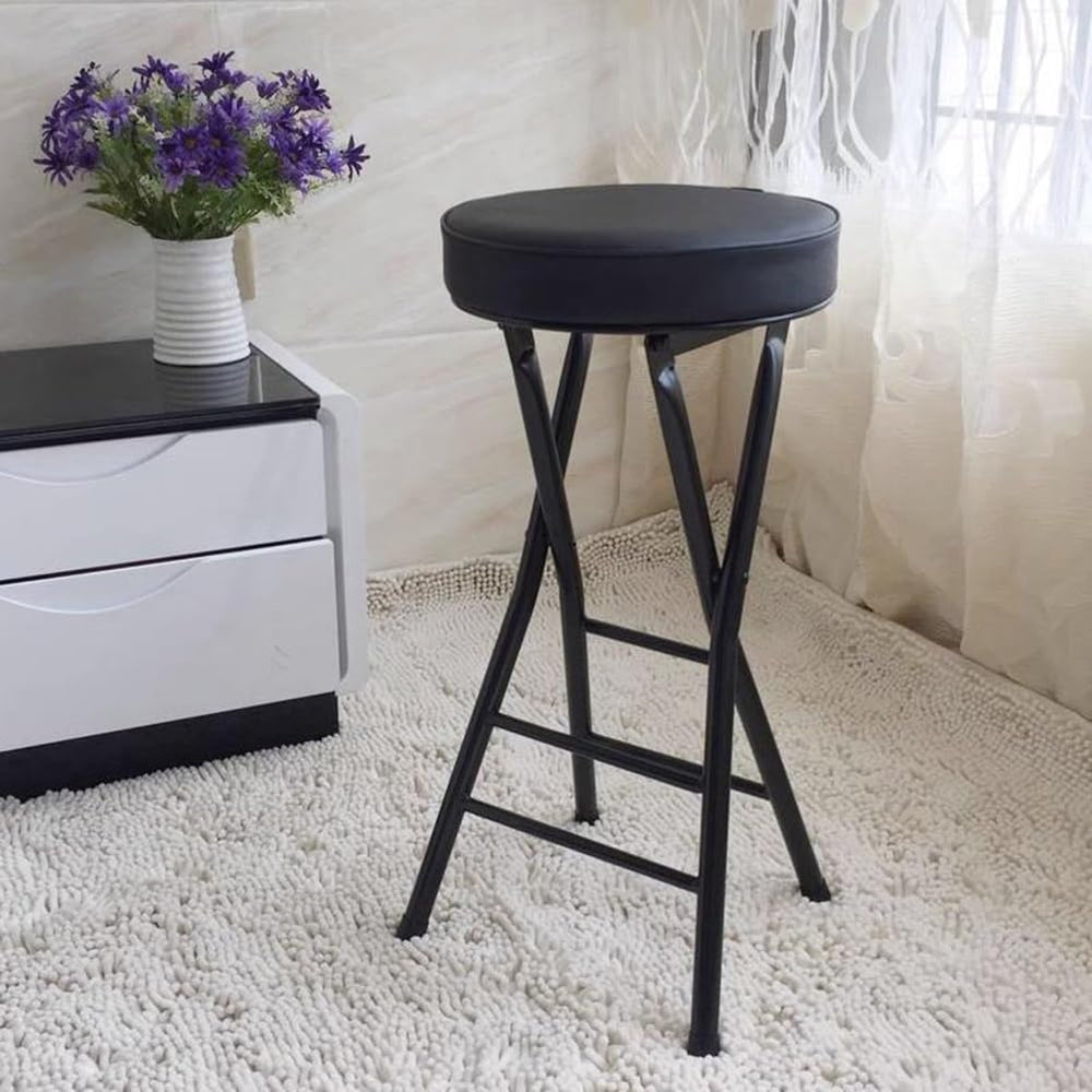 Cushioned Padded Folding Stool, 65cm/26In Padded Counter Height Bar Stool, In...