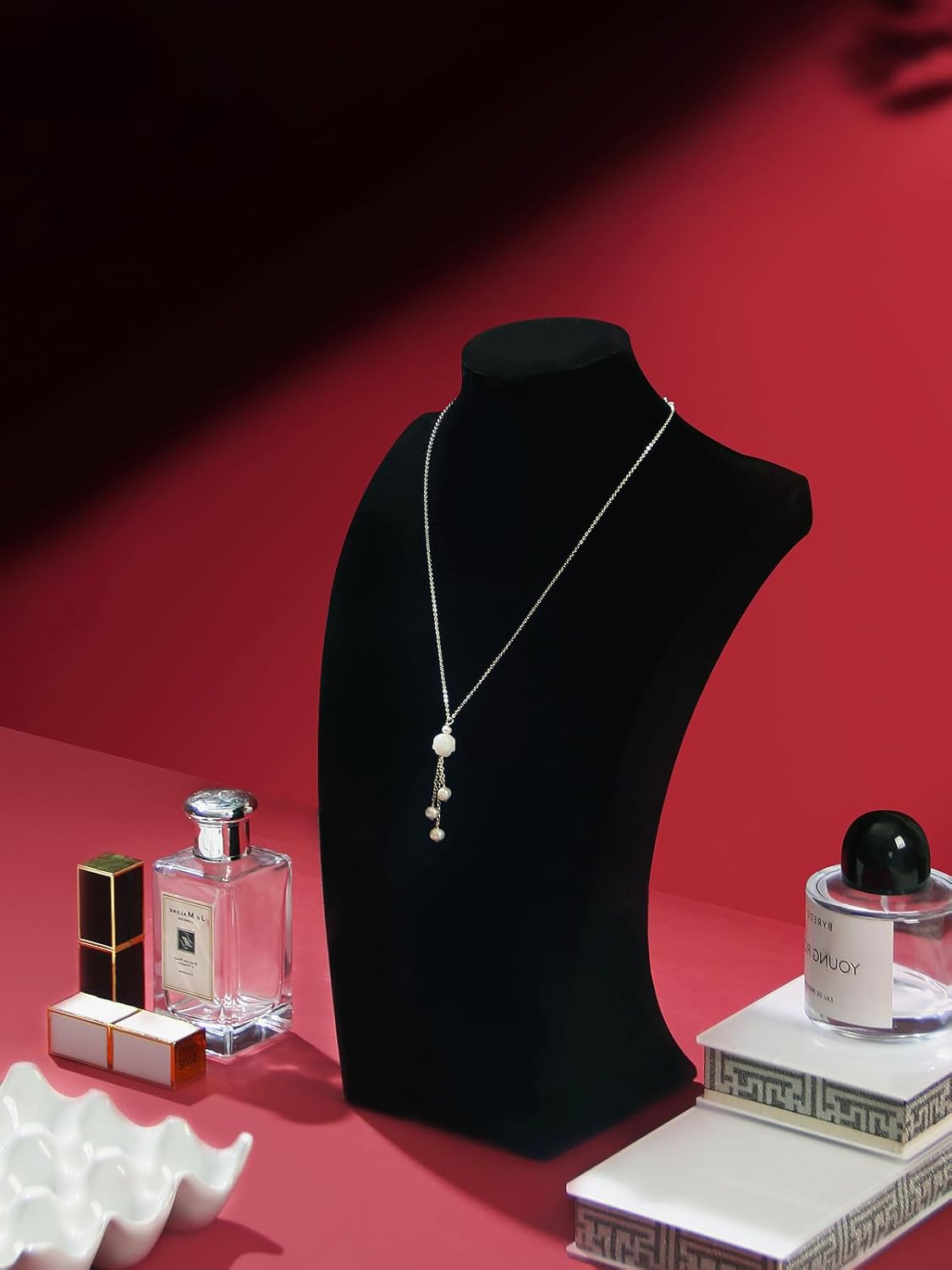Coward Big Necklace Bust Stand for Selling Show, Black Velvet Necklace Jewelry Display Holder for Home Use or Store Shop Show (13" Hight)