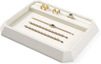 PU Leather Jewelry Display Tray Stackable Jewelry Tray Flat Organizer for Ring Necklace Trade showcase(Beige)