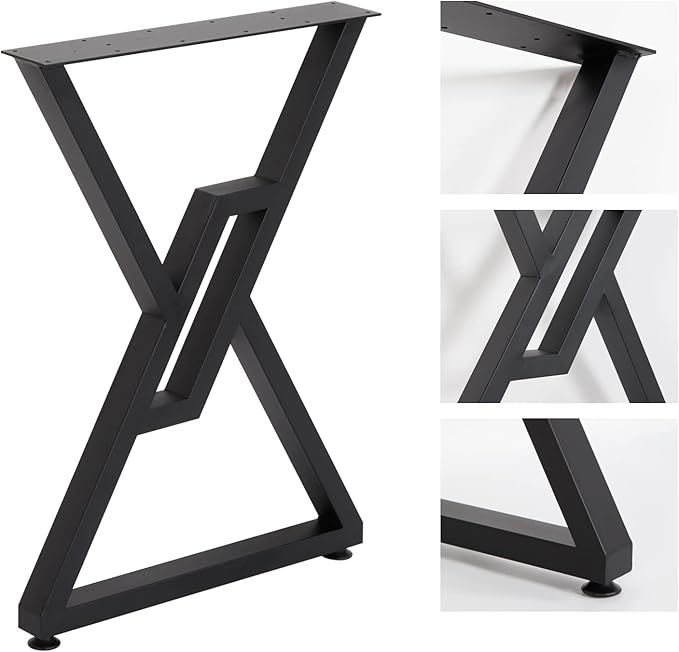 SSS Furniture Metal Table Legs 2 Pack Heavy Duty Furniture Legs 28”Height 20”Wide Rustic Decory Square Tube Iron Desk Legs Office Table Legs Industrial Country Style Metal Dining Legs