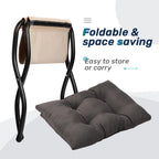 HollyHOME 15"(H) Folding Footrest Stool, Small Foldable Ottoman, Accent Padded Sofa Foot Stool for Chairs and Sofas, Portable Foot Rest Ottoman for Home, Living Room, Bedroom,Dorm,2-Pack,Dark Grey