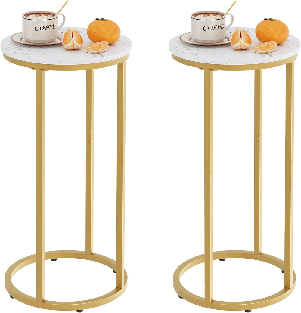 C Shaped End Table, Couch Side Tables for Living Room, Round Sofa End Table w...