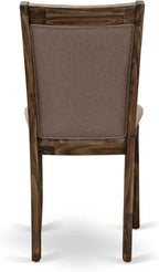 East West Furniture V777MZ748-7 7 Piece Modern Dining Table Set Consist of a Rectangle Wooden Table with V-Legs and 6 Coffee Linen Fabric Upholstered Chairs, 40x72 Inch, Multi-Color