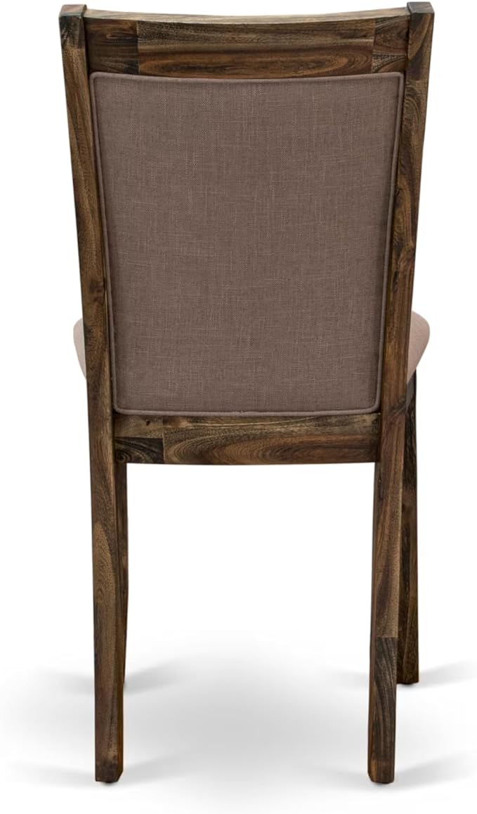 East West Furniture V797MZ748-5 5 Piece Modern Dining Table Set Includes a Rectangle Wooden Table with V-Legs and 4 Coffee Linen Fabric Upholstered Chairs, 40x72 Inch, Multi-Color