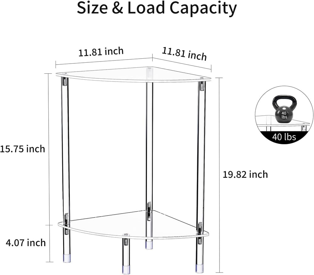 Clear Triangle Acrylic Side Table for Small Space, 11.81" L x 11.81&quot...