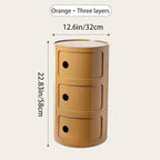 Round Nightstand with 3 Drawers, Modern Style Side Table, Multifunctional End Table Storage Cabinet for Living Room, Bedroom, Bathroom (Orange)