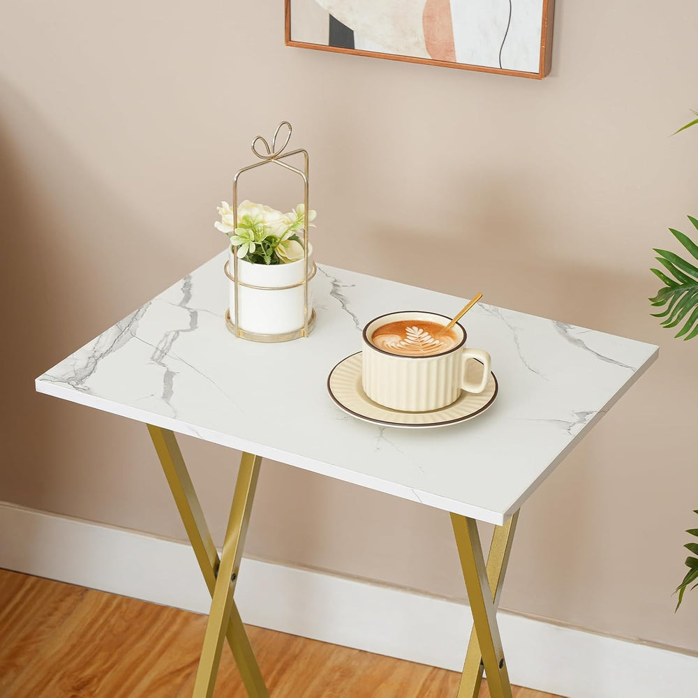 HOOBRO Folding TV Tray Tables, Set of 2 Side Table for Small Space, Industria...