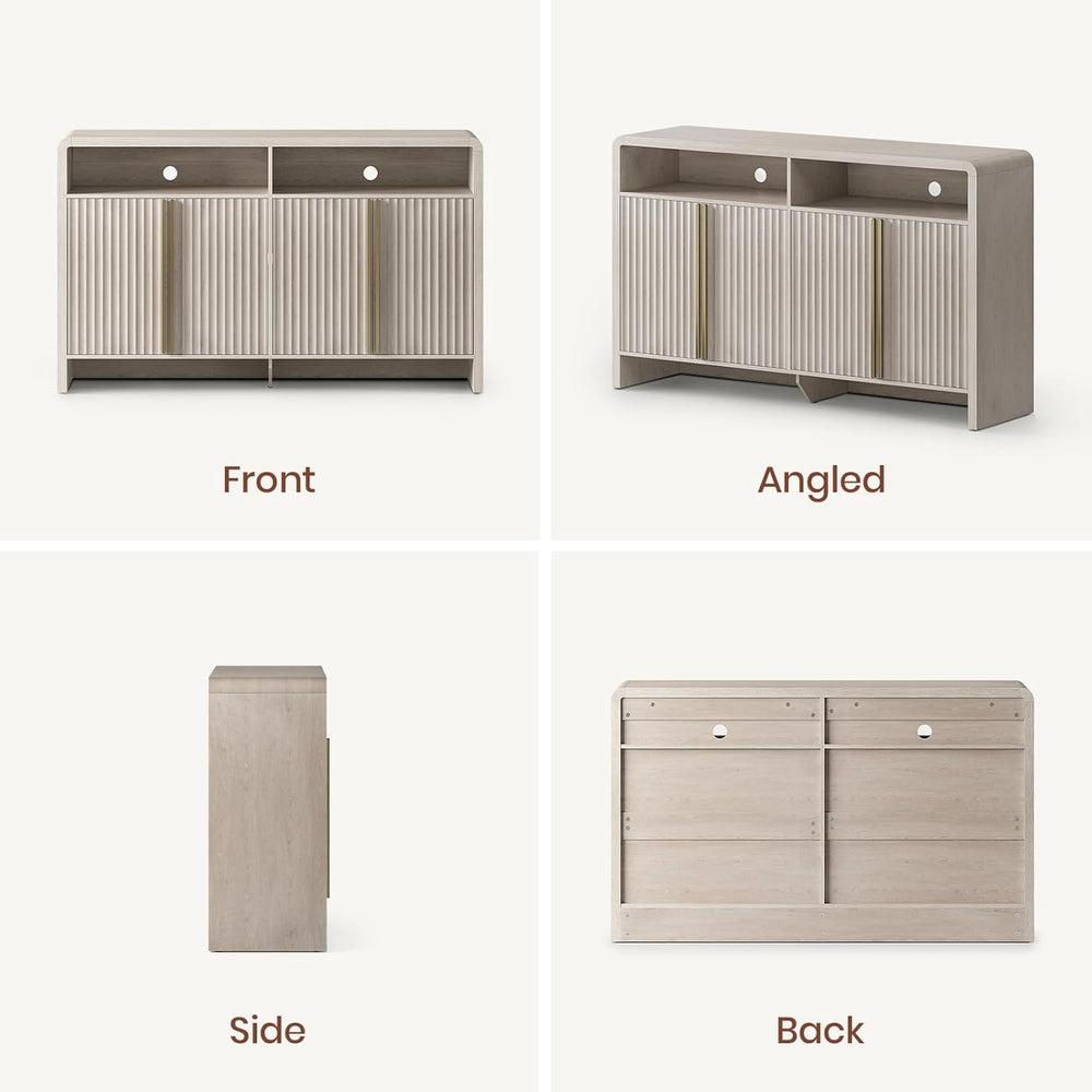 ModernMate 59" Sideboard Buffet Cabinet with Storage, Modern Fluted 4-Do...