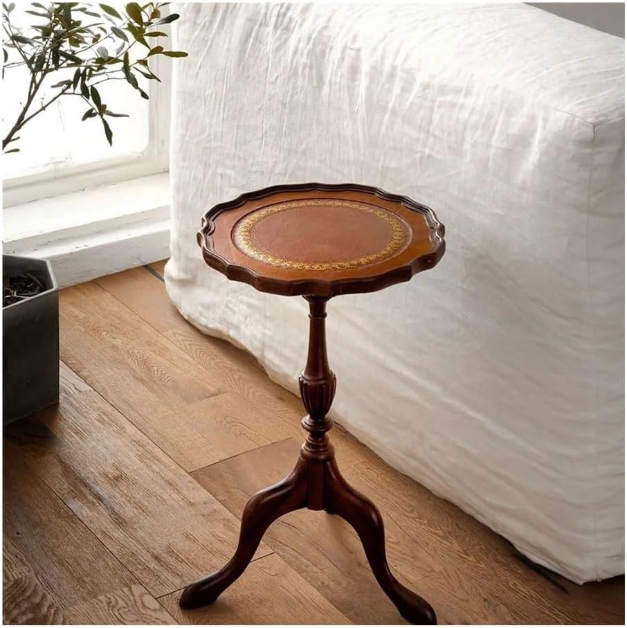 Gilded Retro Style Round Table Sofa Side Living Room Corner Bedroom Storage S...