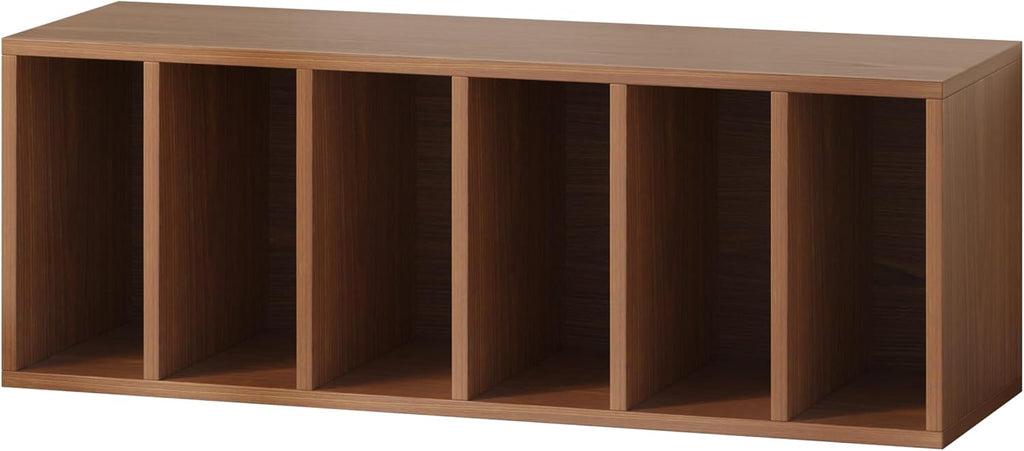 IOTXY DIY Modular Cube Bookcase - CubeXY Customizable Stackable Expandable Basic Shelving Units, 6-Cube Wooden Open Bookshelf with Removable Shelves for Books Organizer, Walnut