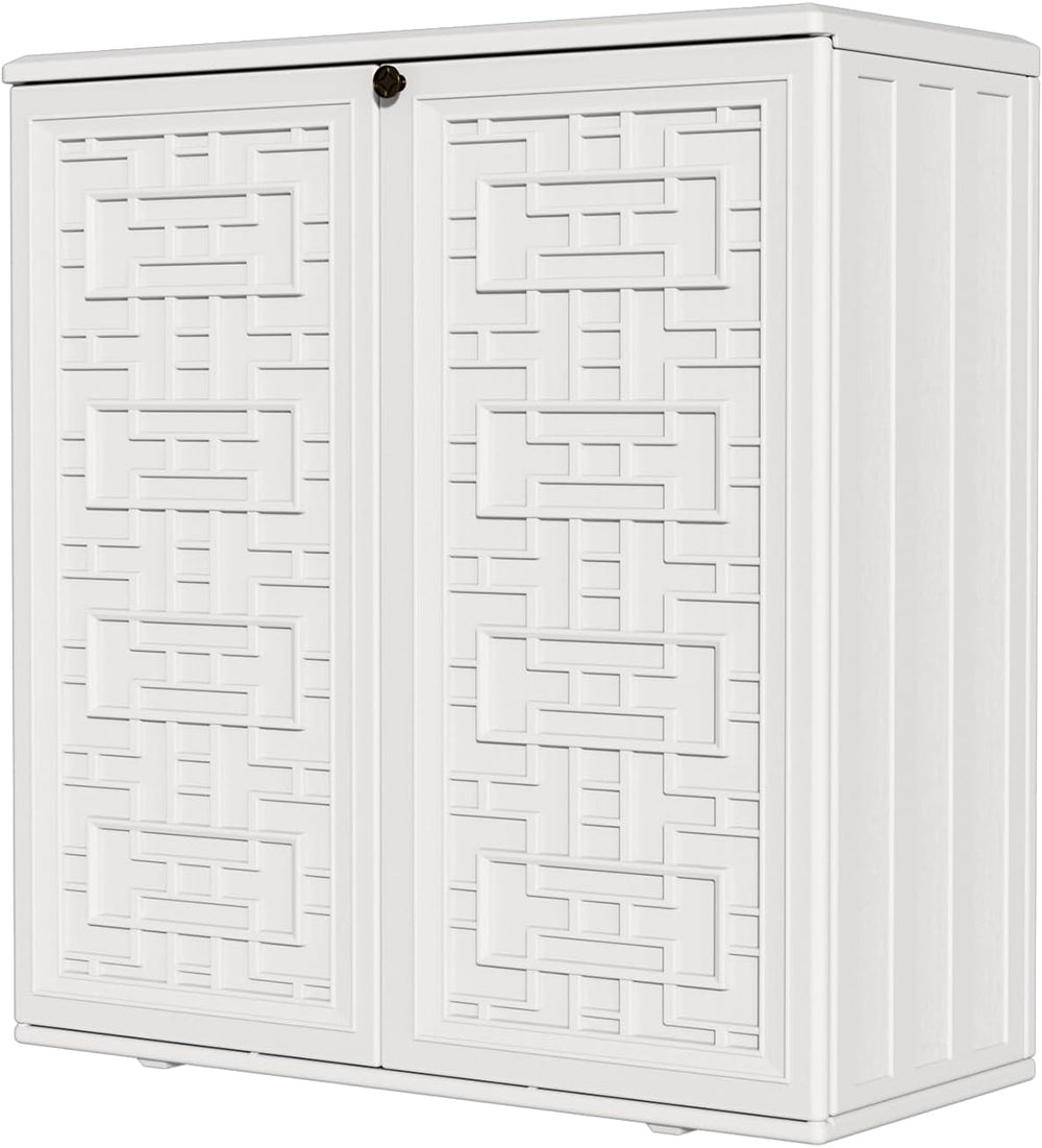 HOMSPARK Indoor/Outdoor Storage Cabinet with Doors and Shelf, 34”x15”x36” HDP...