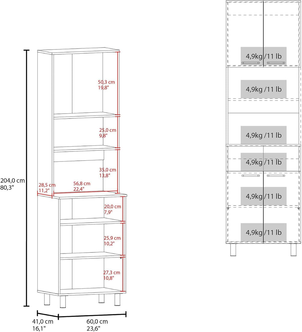 White Oak and Wengue Kitchen Pantry with Open Storage and 4 Doors | Combines ...