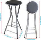 28inch/70cm Counter Height Bar Stool,Backless Folding Chair with 300lbs Capacity,Portable Folding Stool for Home Kitchen Party, 1PC, Black