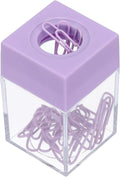 PATIKIL Magnetic Paper Clip Holder Dispenser, Large Capacity Paper Clip Organizers with Magnetic Top for Desk Supplies, Office, Classroom, Home, Purple