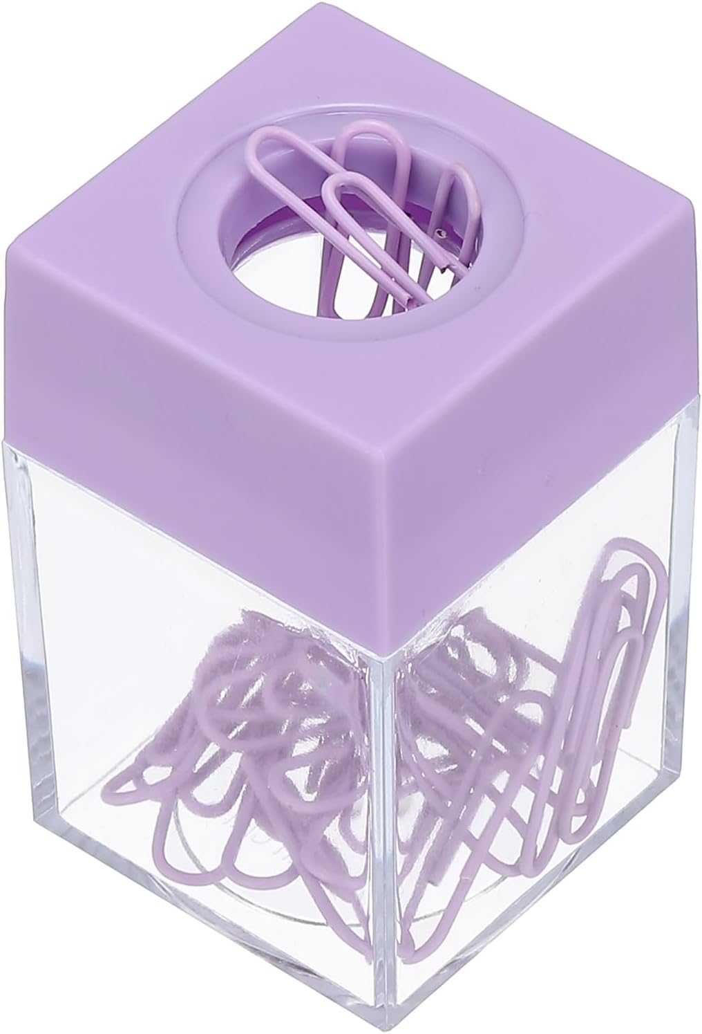 PATIKIL Magnetic Paper Clip Holder Dispenser, Large Capacity Paper Clip Organizers with Magnetic Top for Desk Supplies, Office, Classroom, Home, Purple