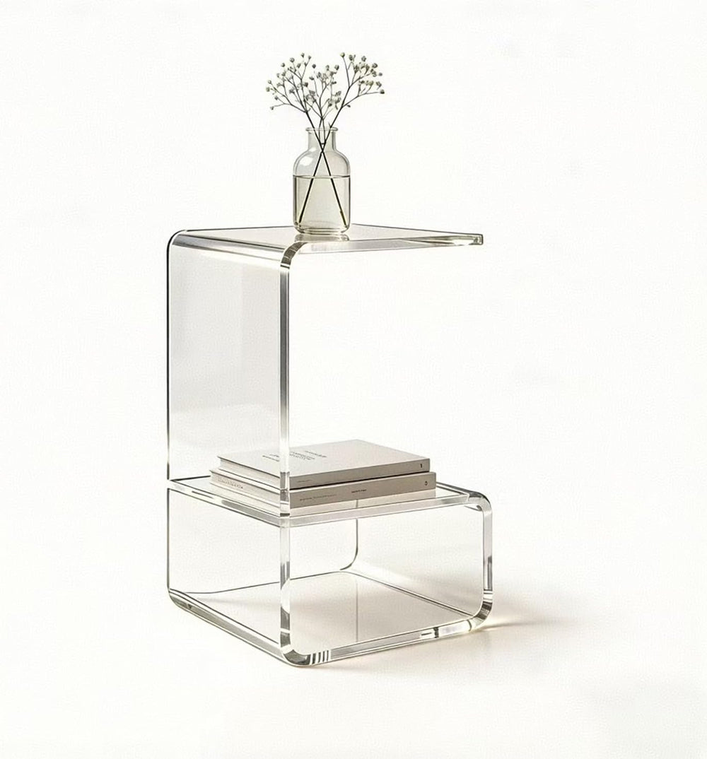 Acrylic End Table for Nightstand,21" H C-Shaped End Table for Living Roo...