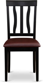 East West Furniture HLAN5-BCH-LC 5 Piece Dining Set Includes a Round Dining Table with Pedestal and 4 Faux Leather Kitchen Room Chairs, 42x42 Inch, Black & Cherry