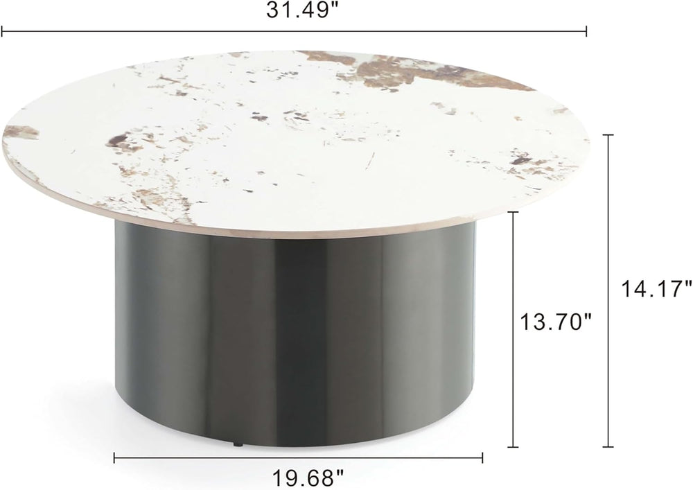 Manhattan Comfort Alondra 2 Piece Set, Round End and Coffee Tables with Sinte...