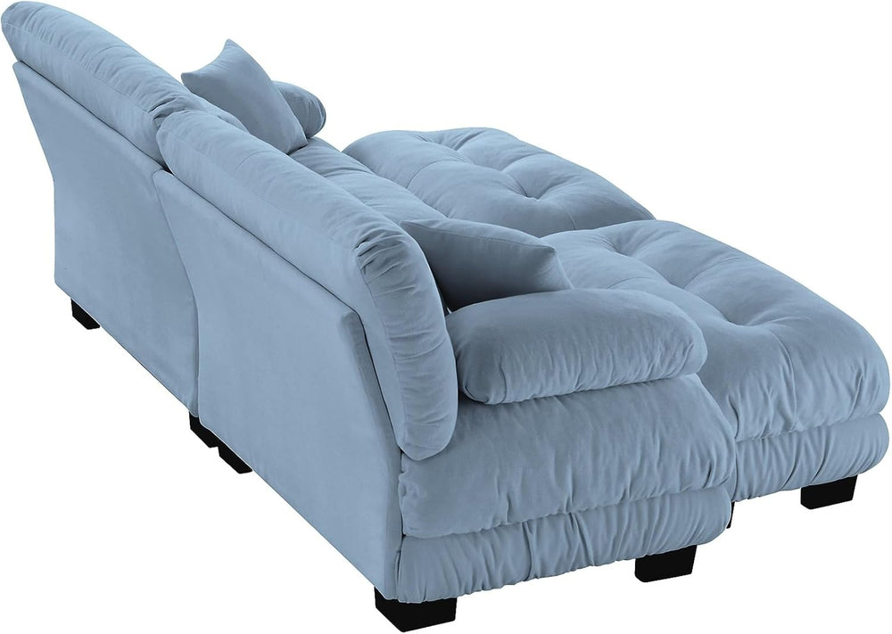 Loveseat Modular Sectional Sofa, U Shaped Couch with 2 Ottoman, Light blue