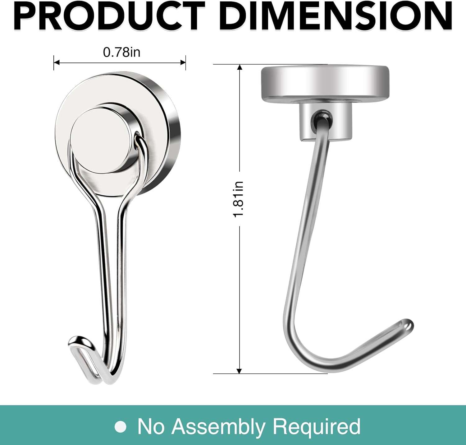 MIKEDE Magnetic Hooks, 40LBS Strong Neodymium Magnetic Hooks Heavy Duty, Swivel Swing Magnets with Hooks for Cruise, Hanging, Magnetic Refrigerator Hooks for Grill, Locker - 28 Pack