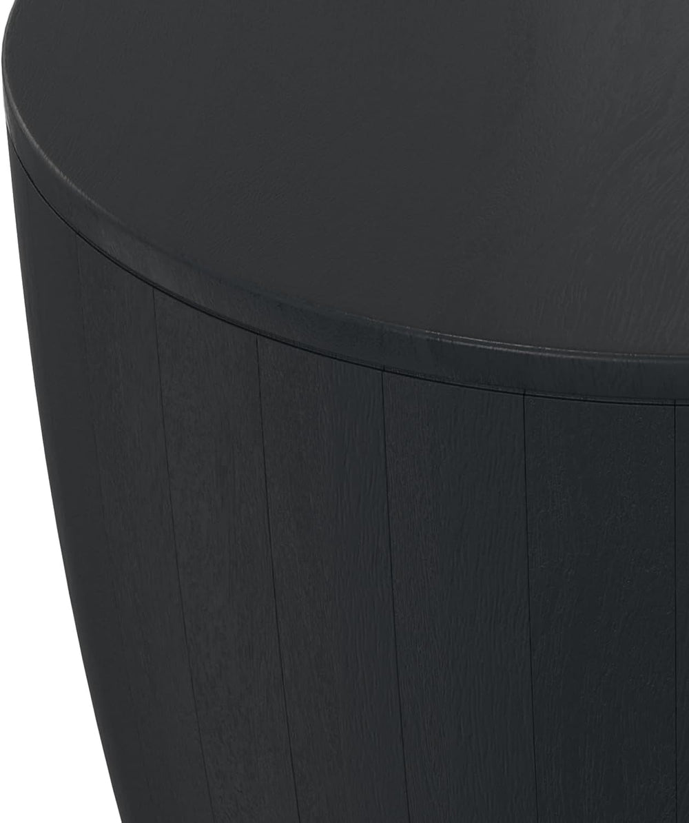 SIMPLIHOME Elmbrook End Table - 21 inch Wide Solid Mango Wood Round Drum Tabl...