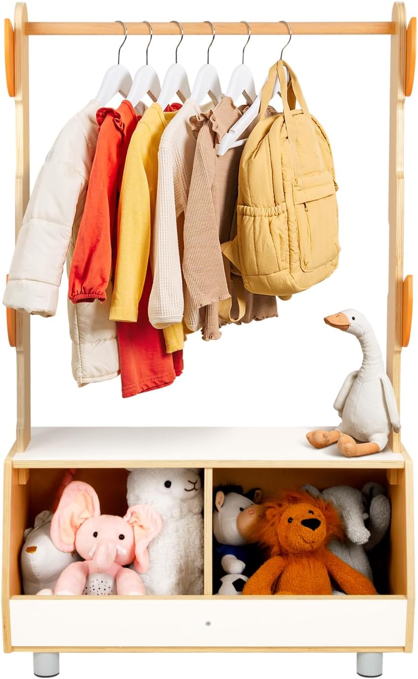 OOOK Tree Kids Dress Up Rack and Costume Organizer Center with Storage | Dress Up Storage for Toddlers, Suitable for Children's Room, Living Room, Playroom and Daycare Centers