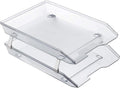 Acrimet Facility 2 Tier Letter Tray, Front Load, Letter Size/A4, Desktop File Organizer, Plastic (Clear Crystal Color)