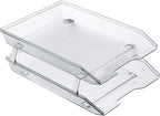 Acrimet Facility 2 Tier Letter Tray, Front Load, Letter Size/A4, Desktop File Organizer, Plastic (Clear Crystal Color)