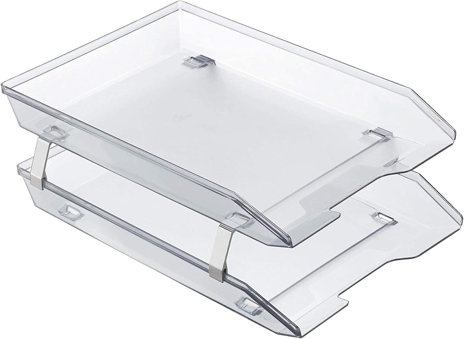 Acrimet Facility 2 Tier Letter Tray, Front Load, Letter Size/A4, Desktop File Organizer, Plastic (Clear Crystal Color)
