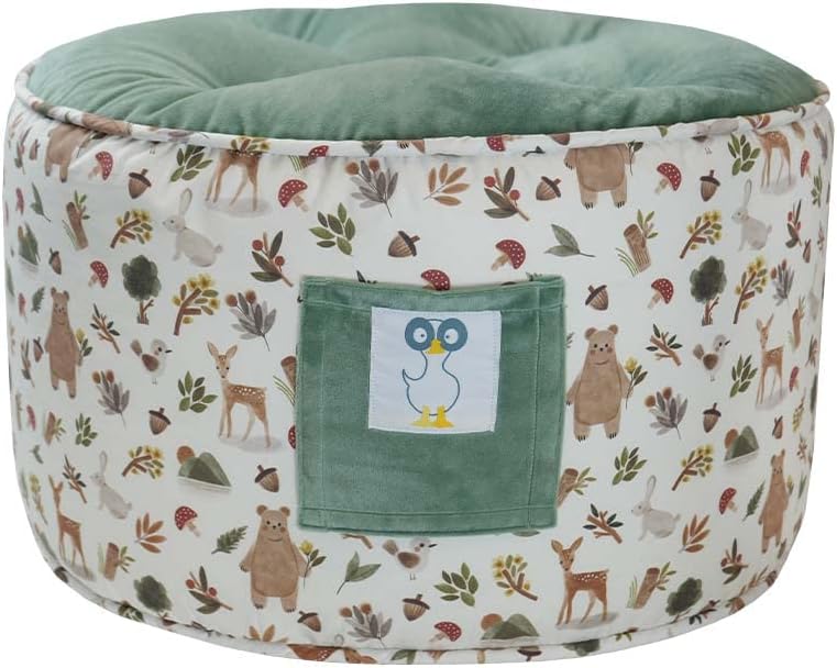 GooseWaddle Soft and Comfortable Kids Ottoman Toddler Pouf Seating for Your Little One's Playroom or Nursery (Cedar Sage)