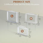 3PCS Clear Hard Shell Zipper Case, Portable Storage Box for Makeup, Toiletry, Travel, Durable and Waterproof Storage Bins, Grade Plastic Zipper Case, Cosmetic Bag (White)
