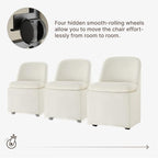 Upholstered Dining Chairs with Casters, Washable Cover Modern Dining Room Chairs with Thick Cushion & Sturdy Metal Frame for Kitchen, Living Room, Dressing Room, Beige Fabric, Set of 4
