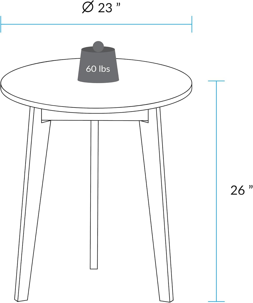 Three-Legged 23" W Round Side Modern Table with Solid American Hardwood Top