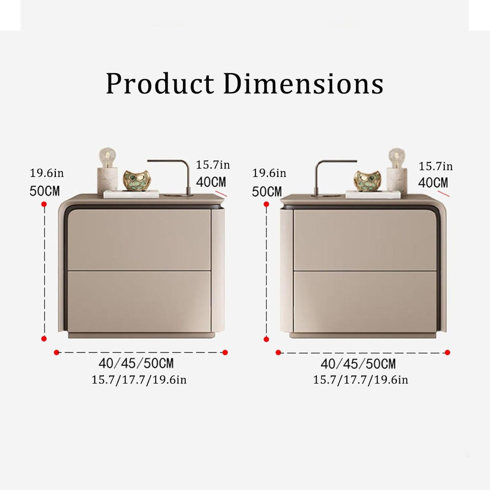Solid Wood Small Bedside Tables for Spaces Modern Nightstand with 2 Drawers, ...