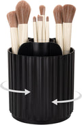Anyoifax Makeup Brush Holder Organizer 360°Rotating Make Up Brushes Container for Vanity, Spinning Cosmetics Storage Cup, Stripe Black