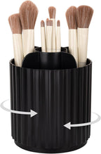 Anyoifax Makeup Brush Holder Organizer 360°Rotating Make Up Brushes Container for Vanity, Spinning Cosmetics Storage Cup, Stripe Black