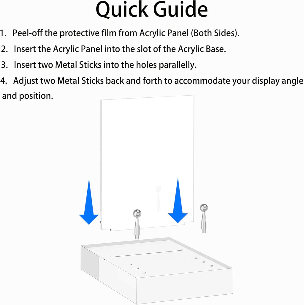 Acrylic Easel Display Stand with Adjustable Silver-Toned Hardware for Pictures, Crystal Clear Acrylic Stand with Floating Appearance for Cookbook, Invitation and Plates