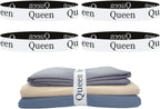 4 Pieces Bed Sheet Organizer Bands, Sheet Organizers and Storage Label Bands, Sheet Label for Bedding, Sheets Organizer for Closet,Sheet Keepers Linen Labels Bedding Bands (4Pcs Queen)