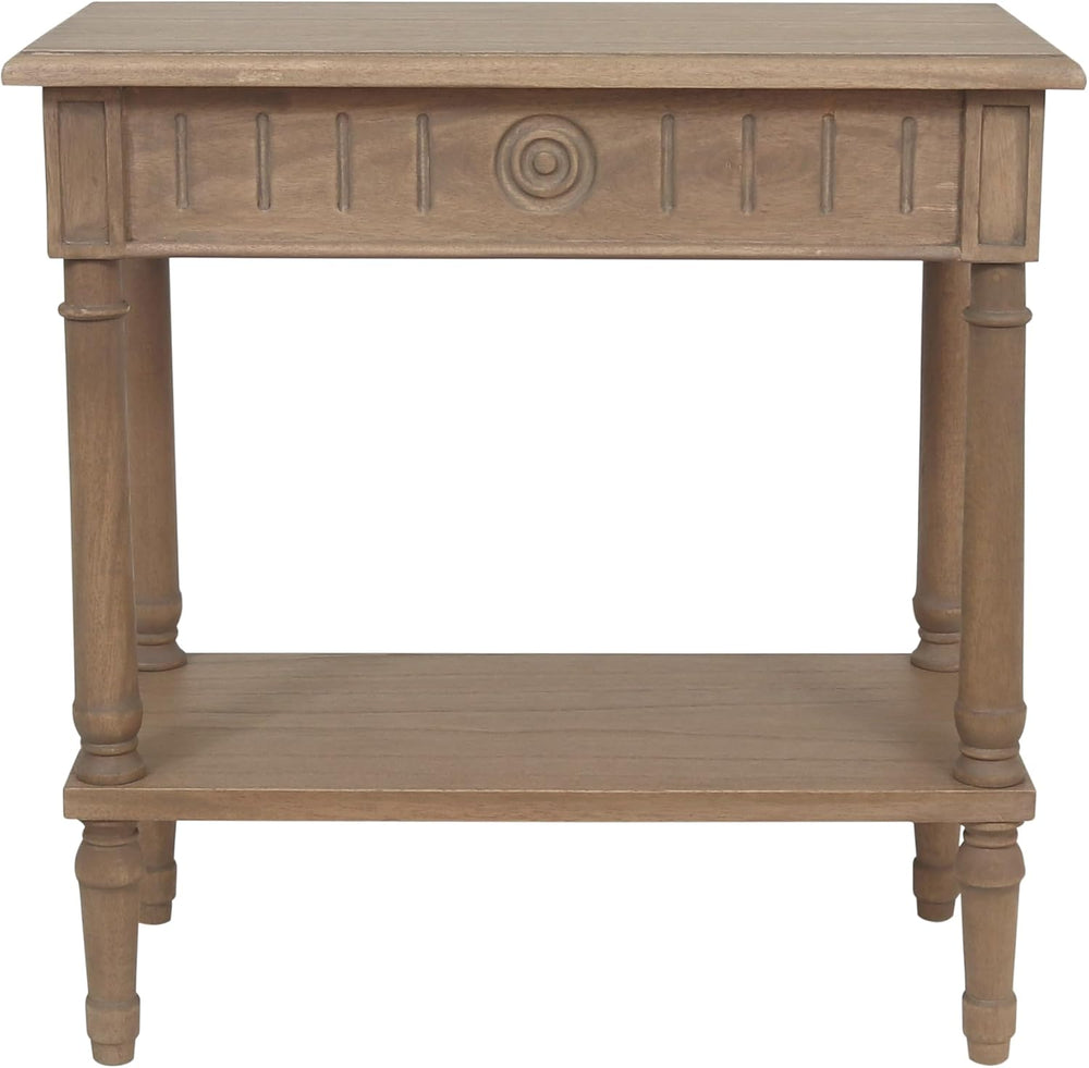East at Main Narrow End Table with Drawer & Shelf, Solid Wood Slim Side T...