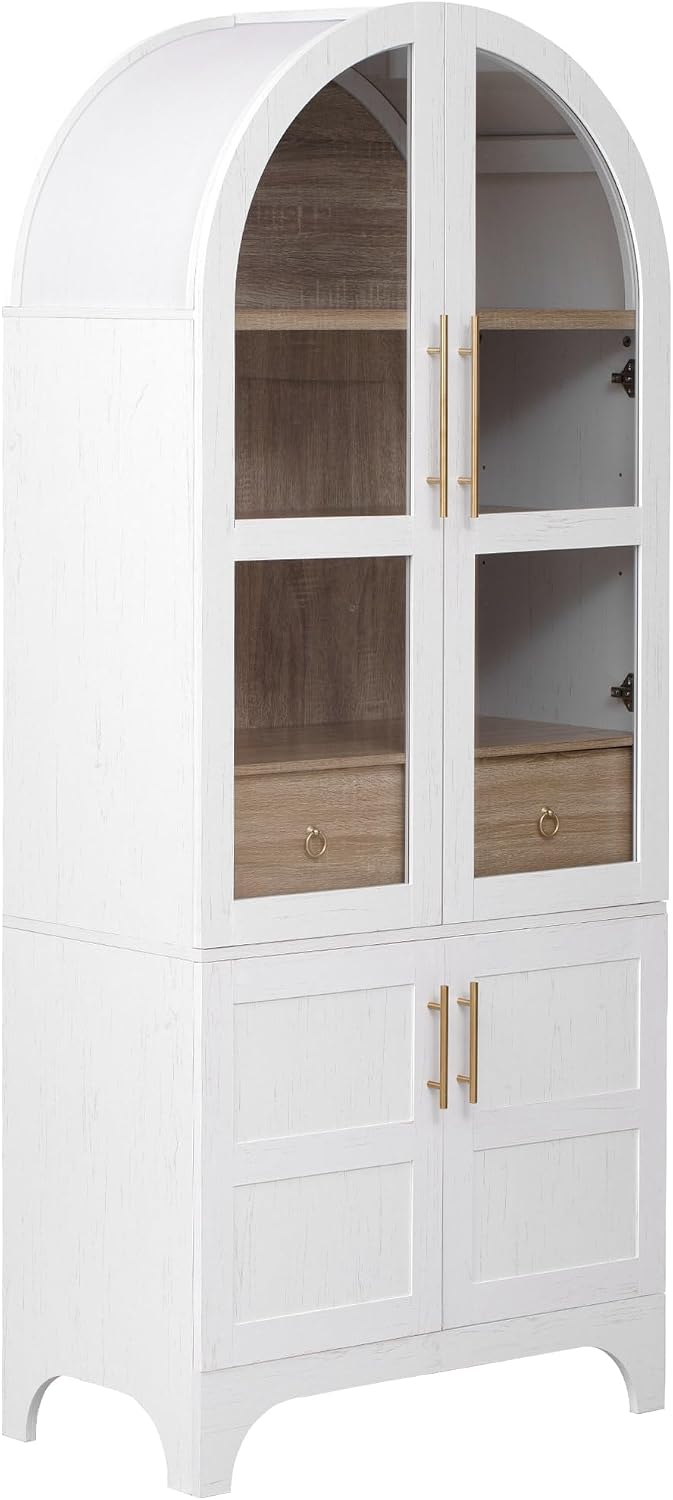 Arched Pantry Cabinet with Adjustable Shelves, Kitchen Storage Cabinet with A...