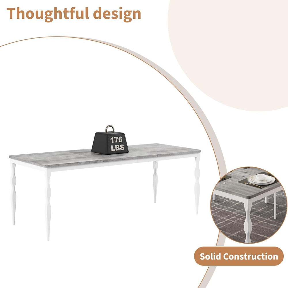 IDEALHOUSE 78 Inch Farmhouse Dining Table for 6-8 People, Rectangular Wood Ki...