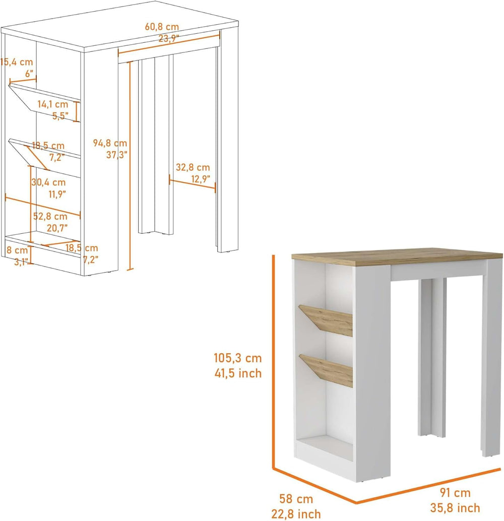 Wine Storage Pedestal Kitchen Island White and Macadamia | Three-tier design ...