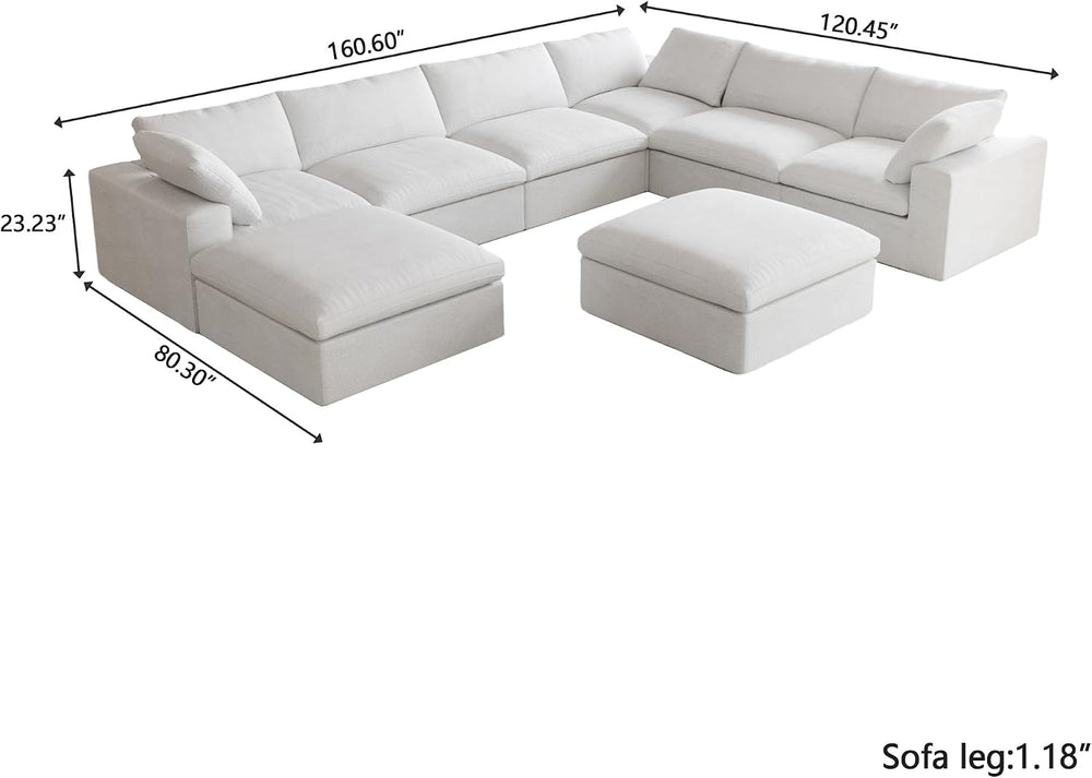 Cloud Modular Sectional Couch,160inch Overzised Down Filled Comfort Sofa Couc...