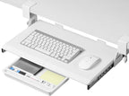 ETHU Keyboard Tray Under Desk, 19.7" X 12.2" Small Size C Clamp Keyboard Drawer Under Desk, Computer Keyboard Stand Slide Pull Out, Ergonomic Keyboard Tray for Home, Office(White)