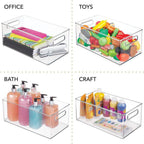 mDesign Plastic Deep Bin Organizer Caddy Container w/ Handles for Nursery, Kitchen, Pantry, Bathroom, Cabinet Storage Organization - Holds Snacks, Bottles, Baby Food Jar, Diaper - 14" Long -Clear