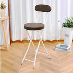 24inch/60cm Folding Bar Stool, Counter Height Foldable Chair with Padded Seats, Kitchen Breakfast Tall Stool with Backrest, Fold Up Sitting Stool Chair for Adults, 260lb Capacity (Color : Brown, Siz