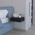 Vienna 1-Drawer Manufactured Wood Floating Nightstand, Black