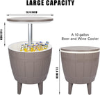 Vipush Outdoor Cooler Table, 10 Gal Adjustable Height Patio Bar Table | 3-in-1 Ice Cooler, Cocktail Table and Pool Deck Cool Bar for Party,Patio, Poolside and Backyard Garden Decor